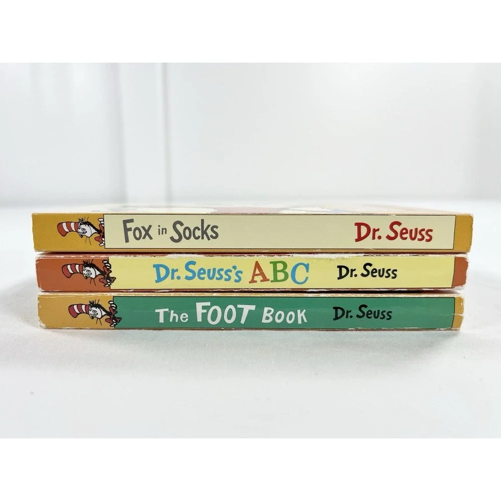Lot of 3 Dr Seuss Bright Early Board Books ABC Fox in Socks The Foot Book Bundle